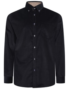 KAM Long Sleeve Fine Cotton Corduroy Shirt Navy